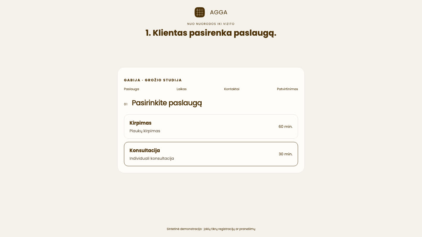 AGGA registracijos ekranas